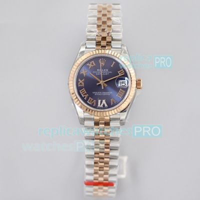 EW Factory Clone Rolex Datejust Jubilee 31 Blue Dial Flueted Bezel Watch